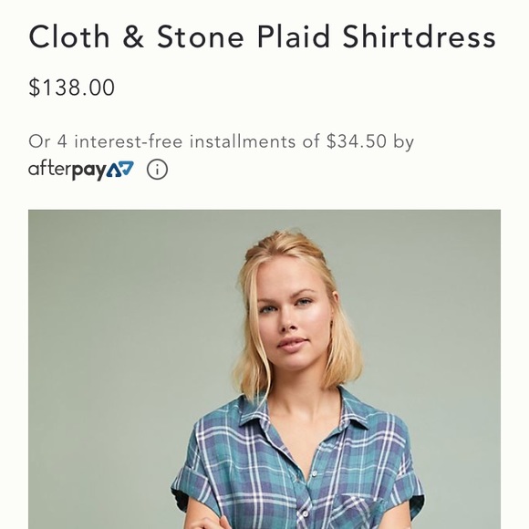 NWT Cloth & Stone Anthropologie plaid dress - Picture 3 of 8